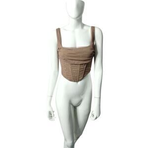 Y2K Windsor Women's Small Mesh Corset Bustier Crop Whimsical Shimmer Top Party